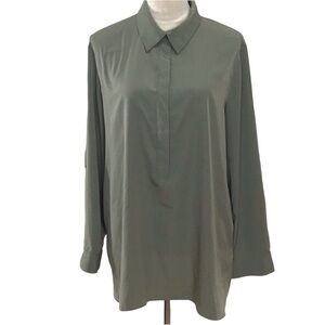 Chico’s Olive Green Buttoned Long Sleeve Blouse Chico’s Size 2- Large